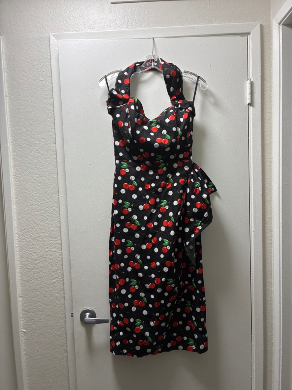 Vivian Holloway Black Cherry Print sarong Midi Dress